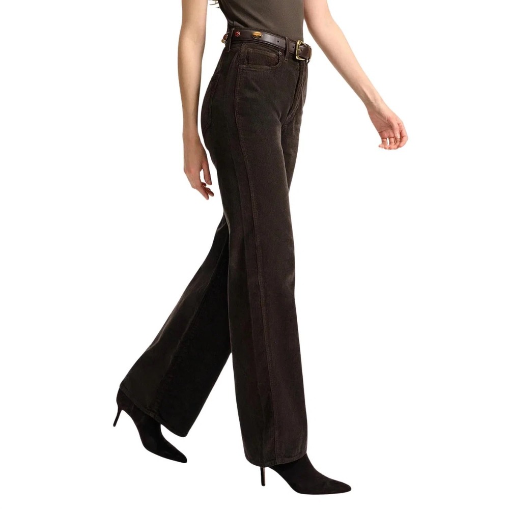 NWT Veronica Beard Taylor Corduroy Wide-Leg Pants in Dark Umber / Size 30